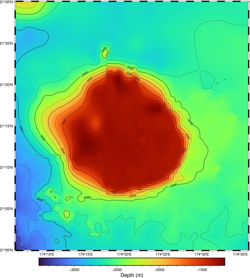 A contour map, where the density of the lines shows where the ground rises