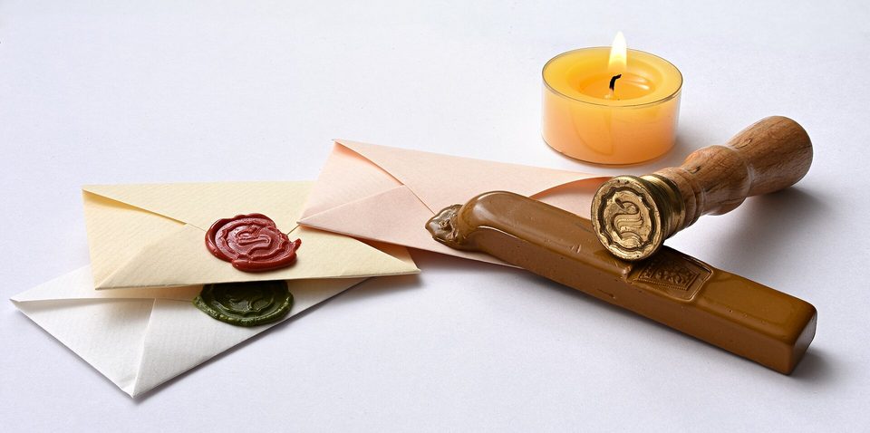 A wax seal closing a document